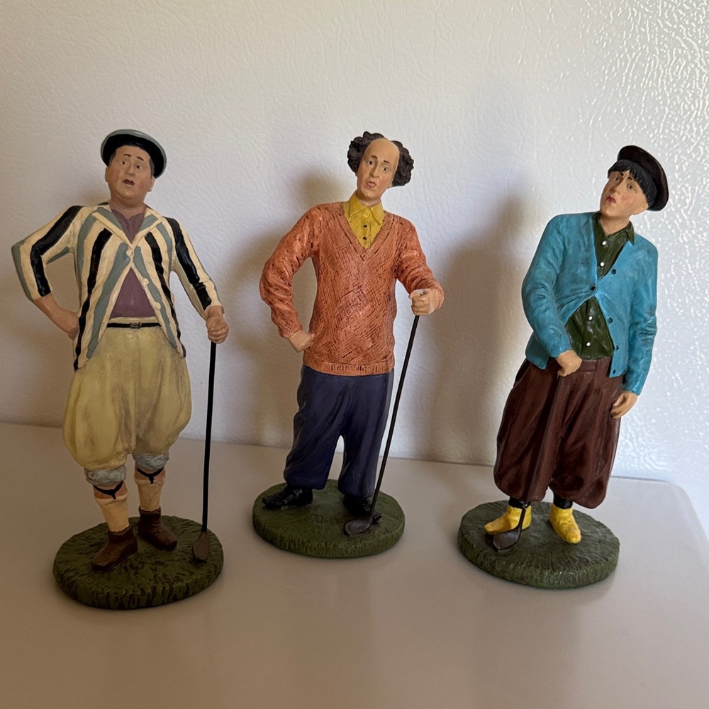 Vintage 3 Stooges golfing statues